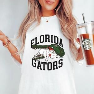 Florida Gators Eating Bulldog Shirt, Unisex Style White Cotton Design Shirt